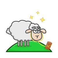 sheep in farm illustration vector