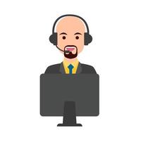 call center work in laptop illustration vector