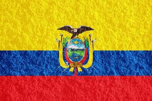 bandera de república de Ecuador en un texturizado antecedentes. concepto collage. foto