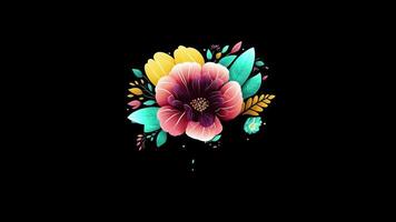 a colorful flower is on a black background video