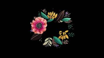 a floral wreath on a black background video