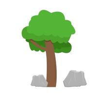 árbol con Roca ilustración vector