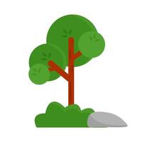 árbol, césped con Roca ilustración vector