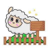 sheep in farm illustration vector