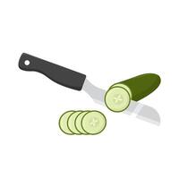 cuchillo pedazo Pepino ilustración vector