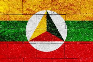 Flag and coat of arms of Shan State on a textured background. Concept collage. photo