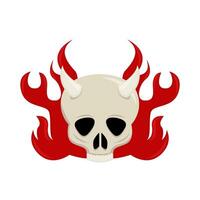 skull  with fire illustration vector