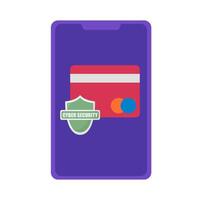 cyber security debit card in mobile phone illustration vector