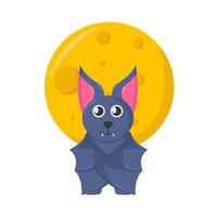 bat with full moon  illustration vector