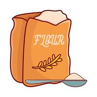 flour packaging with spoon illustration vector