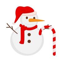 snowman with stick candy illustration vector