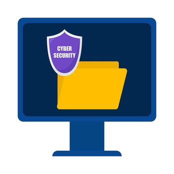 ciber seguridad carpeta en computadora ilustración vector