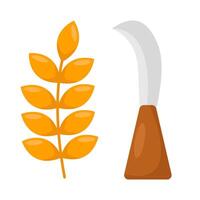 sickle with wheat illustration vector