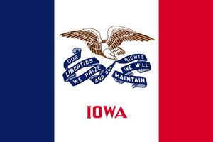 The official current flag of Iowa State USA. State flag of Iowa. Illustration. photo