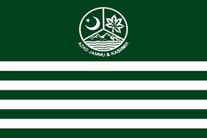 State flag and coat of Azad Kashmir. The official colors and proportions are correct. Flag of the Azad Kashmir. Illustration. photo
