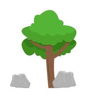 árbol con Roca ilustración vector