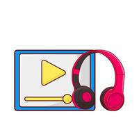 headphone with video illustration vector