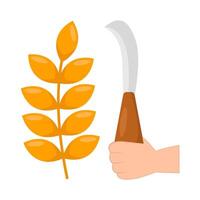 sickle in hand with wheat illustration vector