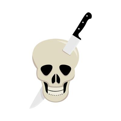 knife in skull illustration