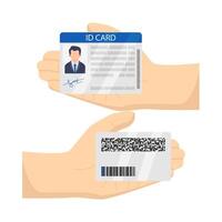 id card with code id card in hand illustration vector