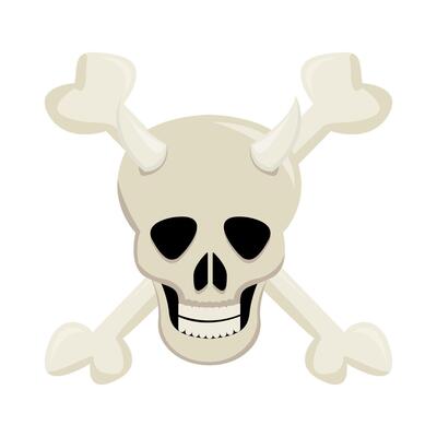 skull with bone illustration