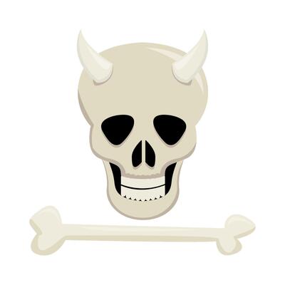skull with bone illustration