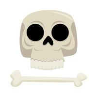 skull with bone illustration vector