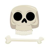 skull with bone illustration vector