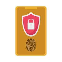 cyber security with finger print in mobile phone illustration vector