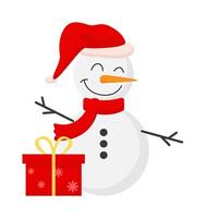 snowman with gift box christmas illustration vector