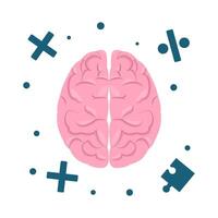 brain with math illustration vector