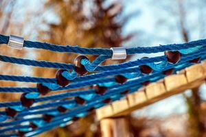 Design elements of a children's playground on the shore of Lake Traunsee in Austria in winter. photo