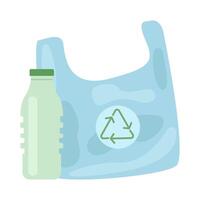 plastic bag recycling with bottle plastic illustration vector