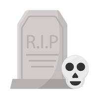 skull in graveyard illustration vector