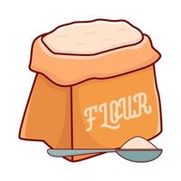 flour bag with spoon illustration vector