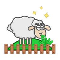 sheep in farm illustration vector