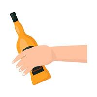 bottle alcohol in hand illustration vector