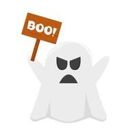 ghost with boo text in board illustration vector