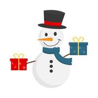 snowman with gift box christmas illustration vector