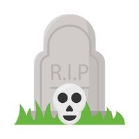 skull in graveyard illustration vector