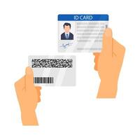 id card with code id card in hand illustration vector