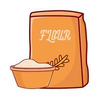 box flour with  flour in bassin illustration vector