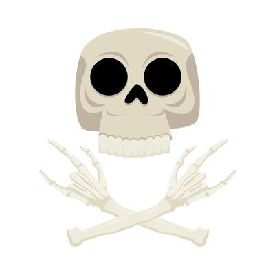 skull with bone illustration