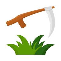 sickle with grass illustration vector