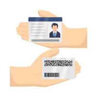 id card with code id card in hand illustration vector