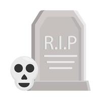 skull in graveyard illustration vector