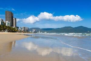 Scenery of My Khe Beach located in Da Nang, central Vietnam photo