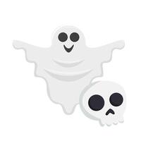 ghost with skull illustration vector