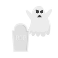 ghost with tombstone illustration vector