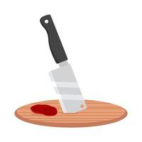 knife with tomato in cutting board illustration vector